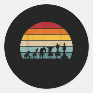 Pegatina Redonda Regalo De Vintage Retro De Ajedrez Para Un Ajedrez