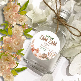 Pegatina Redonda Regalo de Zam Zam floral de oro Rosa