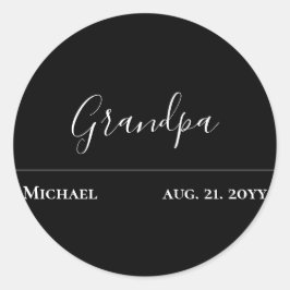 Pegatina Redonda Regalo del abuelo - Negro Jet moderno personalizad