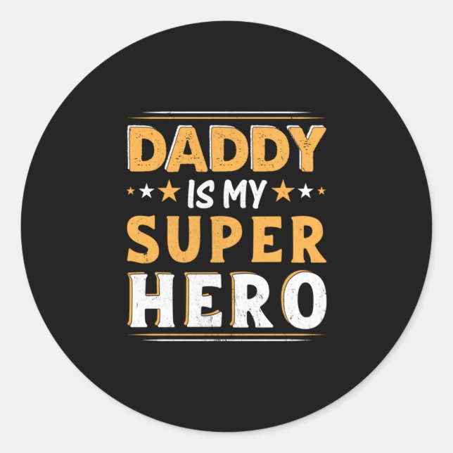 Pegatina Redonda Regalo del abuelo | Papi es mi superhéroe (Anverso)