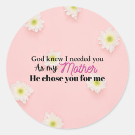 Pegatina Redonda Regalo del día de la madre cristiana para mamá de 