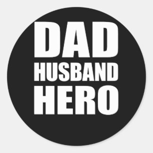 Pegatina Redonda Regalo del Día del Héroe del Esposo de Papá