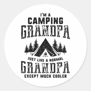 Pegatina Redonda Regalo del Día del Padre Abuelo Camping Abuelo Hom