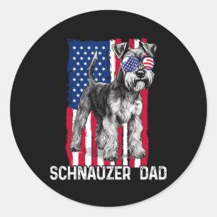 Pegatina Redonda Regalo del Día del Padre para Papá Perro Schnauzer