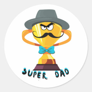 Pegatina Redonda Regalo del día del padre Super Papá