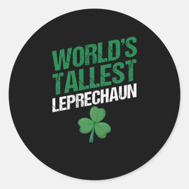 Pegatina Redonda Regalo del Día Mundial del Leprechaun más alto (Anverso)