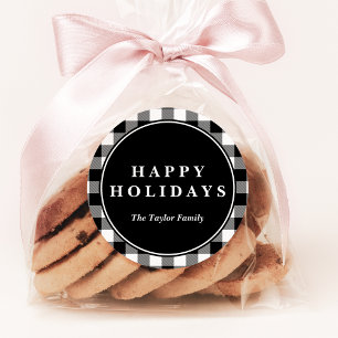 Pegatina Redonda Regalo del navidad del modelo de la tela escocesa