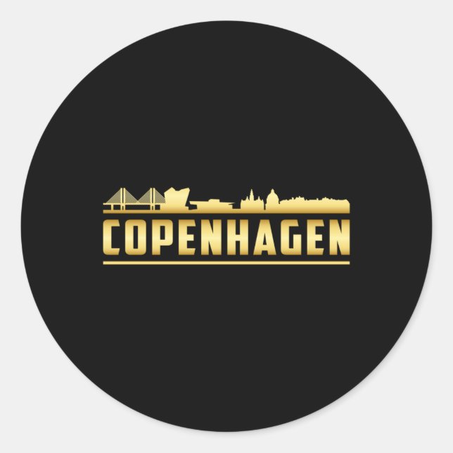 Pegatina Redonda Regalo del paisaje urbano de la ciudad de Copenhag (Anverso)