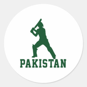 Pegatina Redonda Regalo Deportes Pakistán Críquet Cricketer Tsman