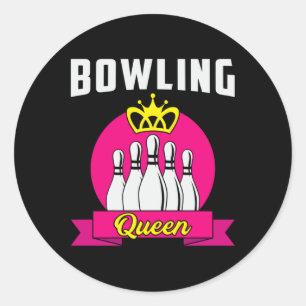 Pegatina Redonda Regalo divertido de Bowling Queen Chica Princess B