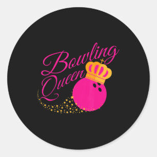 Pegatina Redonda Regalo divertido de Bowling Queen para Chicas Bowl