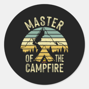 Pegatina Redonda Regalo divertido de camping Campfire Cool Master p