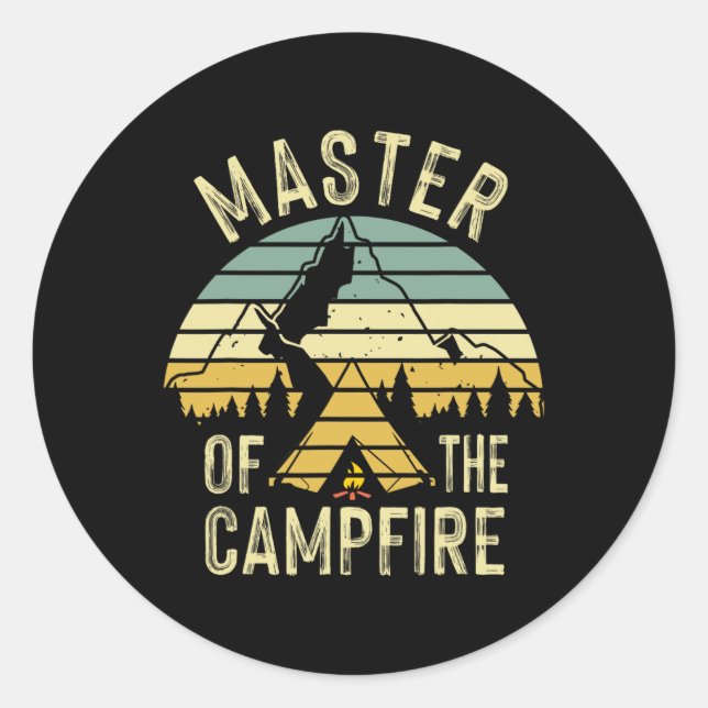 Pegatina Redonda Regalo divertido de camping Campfire Cool Master p (Anverso)