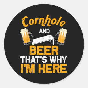 Pegatina Redonda Regalo divertido de Cornhole para hombres jugador