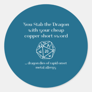 Pegatina Redonda Regalo divertido de Dnd para juegos de rol Rpg
