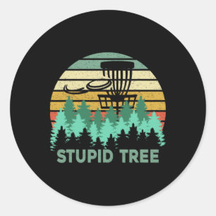 Pegatina Redonda Regalo divertido de Frisbee tonto árbol Disc Golf