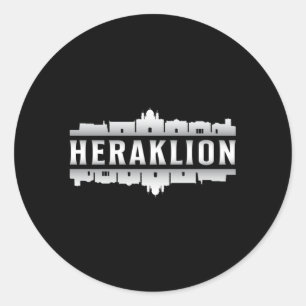 Pegatina Redonda Regalo divertido de Heraklion Greece City Skyline 