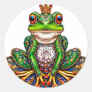 Pegatina Redonda Regalo divertido de rana de dibujos animados reale