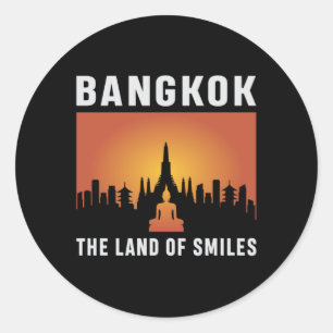 Pegatina Redonda Regalo divertido en Bangkok City Cityscape Skyline