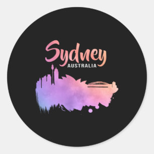 Pegatina Redonda Regalo divertido en Sydney Australia City Cityscap