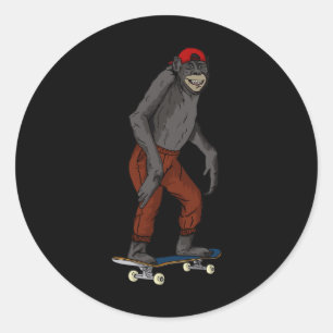 Pegatina Redonda Regalo divertido para mono de skateboard para Skat
