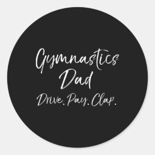 Pegatina Redonda Regalo divertido para padre gimnasta Papá gimnasia