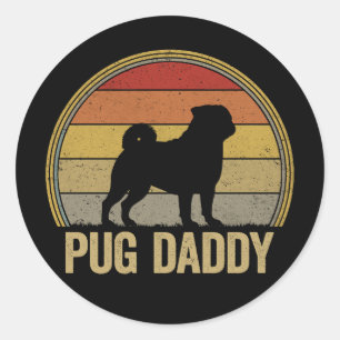Pegatina Redonda Regalo divertido para papá de pug, dueño de perro 