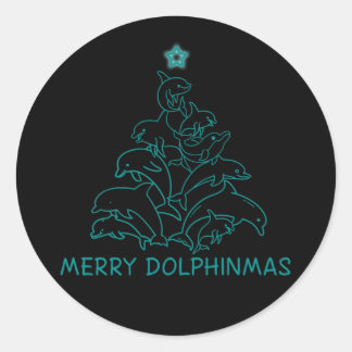 Pegatina Redonda Regalo Dolphin Lover| Árbol de Navidad Dolphin Mer