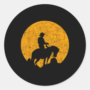 Pegatina Redonda Regalo ecuestre occidental Texas para montar a cab