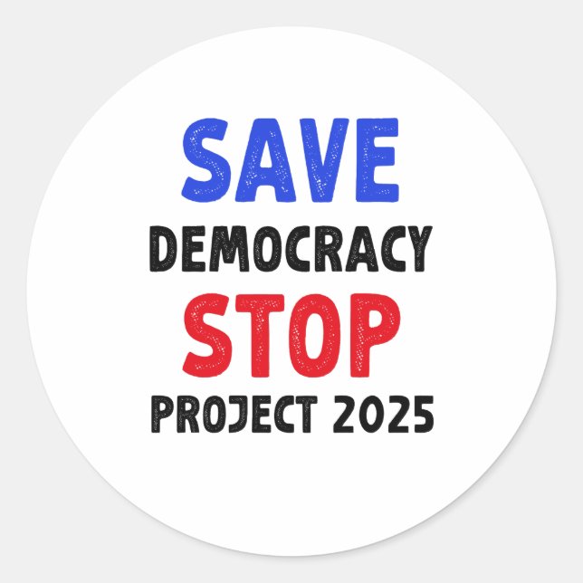 Pegatina Redonda Regalo electoral de Save Democracy Stop Project 20 (Anverso)