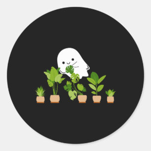 Pegatina Redonda Regalo fantasma de Halloween para la planta Lover