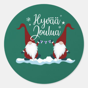 Pegatina Redonda Regalo finlandés de navidad finlandesa Tee Hyvaa J