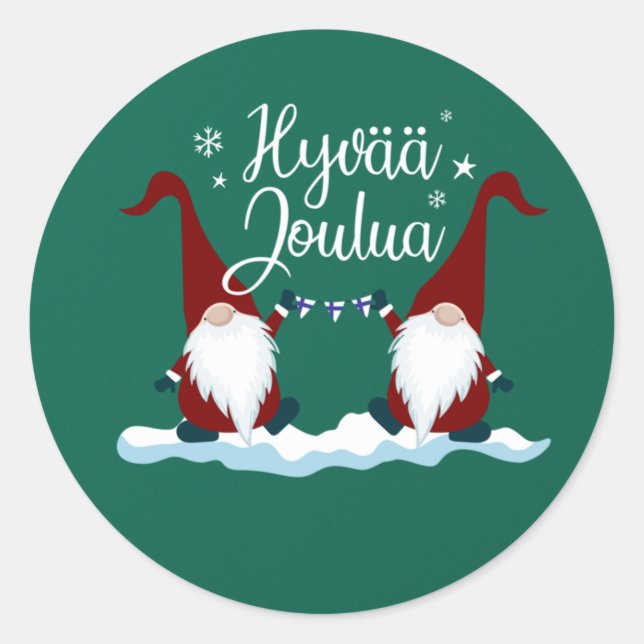 Pegatina Redonda Regalo finlandés de navidad finlandesa Tee Hyvaa J (Anverso)