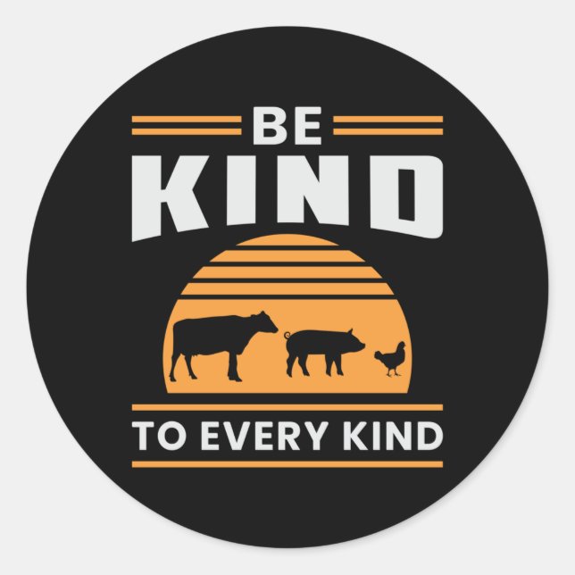 Pegatina Redonda Regalo gracioso sobre el Veganism Vegan Veggie Ani (Anverso)