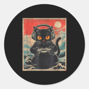 Pegatina Redonda Regalo japonés de juegos de anime lindo gato kawai