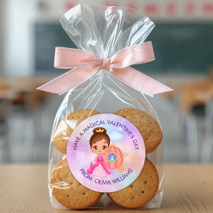 Pegatina Redonda Regalo moderno del día de San Valentín con linda p