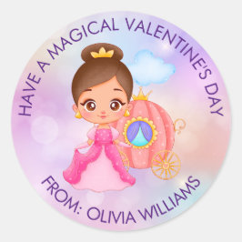 Pegatina Redonda Regalo moderno el día de San Valentín con princesa