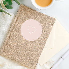 Pegatina Redonda Regalo moderno Pastel Rosa y Corazón Minimalista A