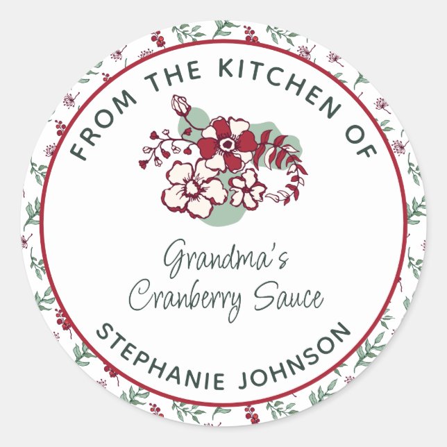 Pegatina Redonda Regalo navideño casero de la cocina de (Anverso)