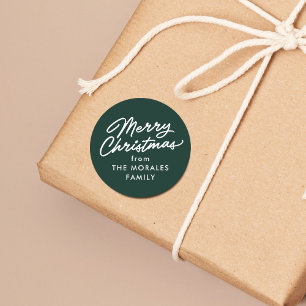 Pegatina Redonda Regalo navideño navideño de escritura informal nav