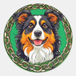 Pegatina Redonda Regalo para amante de perros Border Collie, Animal