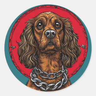 Pegatina Redonda Regalo para Amante de Perros de Raza Pura, Decorac
