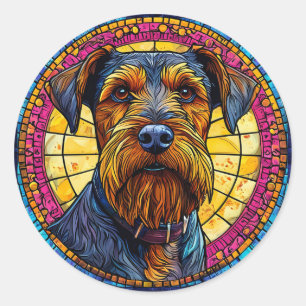 Pegatina Redonda Regalo para Amantes de Perros de Dibujos Animados,