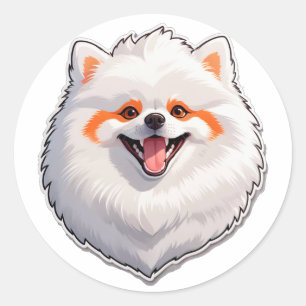 Pegatina Redonda Regalo para amantes de perros pomerania Idea de re