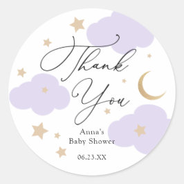 Pegatina Redonda Regalo para Baby Shower Over the Moon Clásico Stic