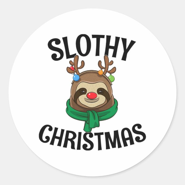 Pegatina Redonda Regalo Para Los Amantes De Slothy Navidades Premiu (Anverso)