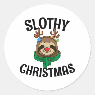 Pegatina Redonda Regalo Para Los Amantes De Slothy Navidades Premiu