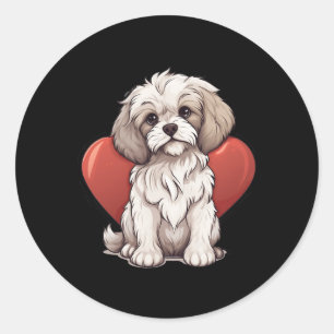 Pegatina Redonda Regalo para mamá y papá dueño de Cavachon Amante d