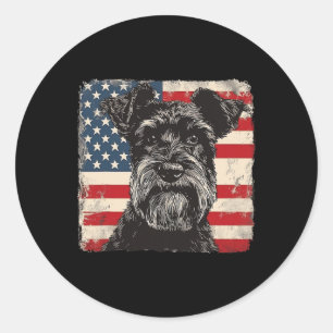 Pegatina Redonda Regalo Patriótico del 4 de Julio para Perro Schnau