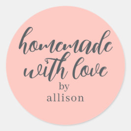 Pegatina Redonda Regalo personalizado de color rosa pastel Hecho a